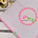 Manta Bebê Piquet Passarinha Moldura Pink