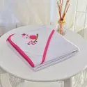 Toalha Bebê Quadrada Modinha Com Forro e Capuz Corujinha Pink