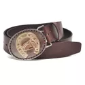 Cinto Masculino Estilo Cowboy Country Em Couro Com Fivela Ferradura Mangalarga Rodeio Cor Caramelo