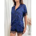 Pijama Feminino Americano Curto Onça Azul