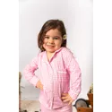 Pijama Infantil Unissex Americano Longo Xadrez Branco e Rosa