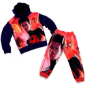 Conjunto Moletom Infantil Blusa de Frio e Calça Personagens Spider Miles Morales Laranja