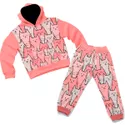 Conjunto Moletom Infantil Blusa de Frio e Calça Personagens Gatinhos Rosa