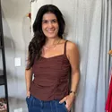 Regata Feminina Viscolinho Franzido - Marrom
