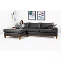 Sofá Com Chaise Esquerdo de Linho Grafite 4 Lugares Living Califórnia