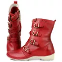 Bota Ortopédica Feminina em Couro Legítimo com Palmilha Gel - Vermelho - Sola Off (AL060) 