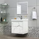 Kit Gabinete De Banheiro Canis Branco/Marmorizado 37cm - CEROCHA