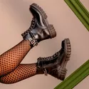 Bota Coturno Molly Feminina Angel Cano Curto com Corrente Preta 