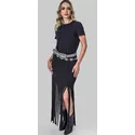 Vestido Franjas Preto Miss Country 