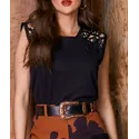 T-shirt Leather Finge Moon Horse