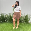 Shorts Saia Feminino Pregas - Marrom