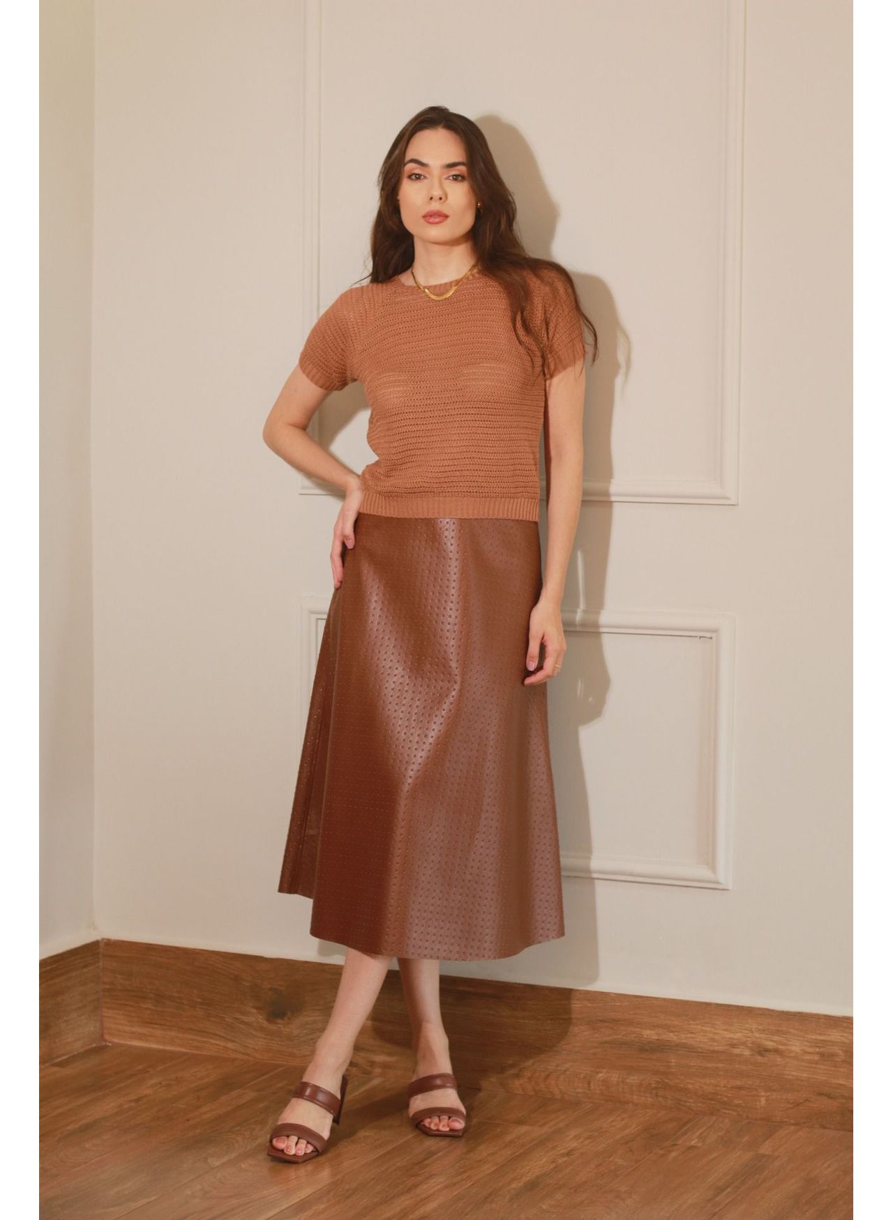 Blusa tricot Manguinha - Caramelo