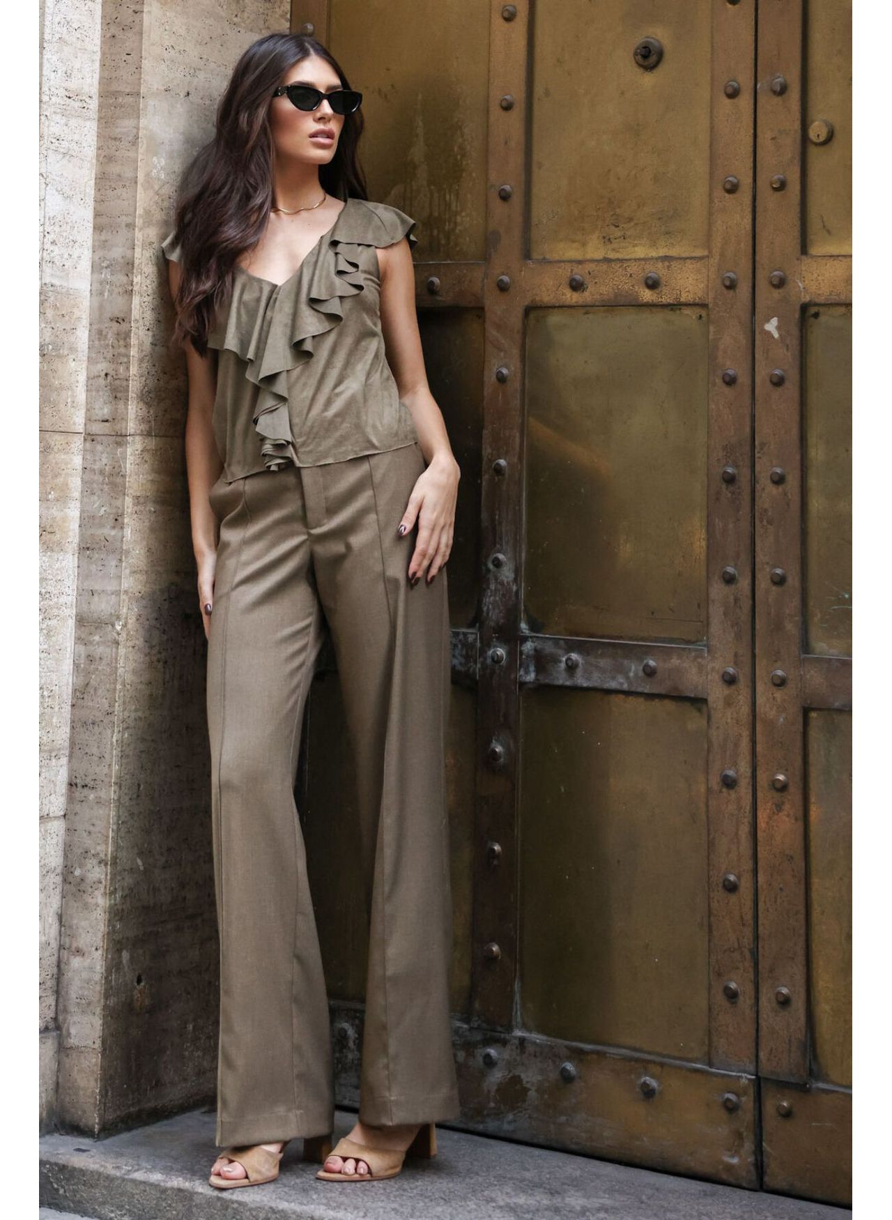 Blusa Suede Babados Verde