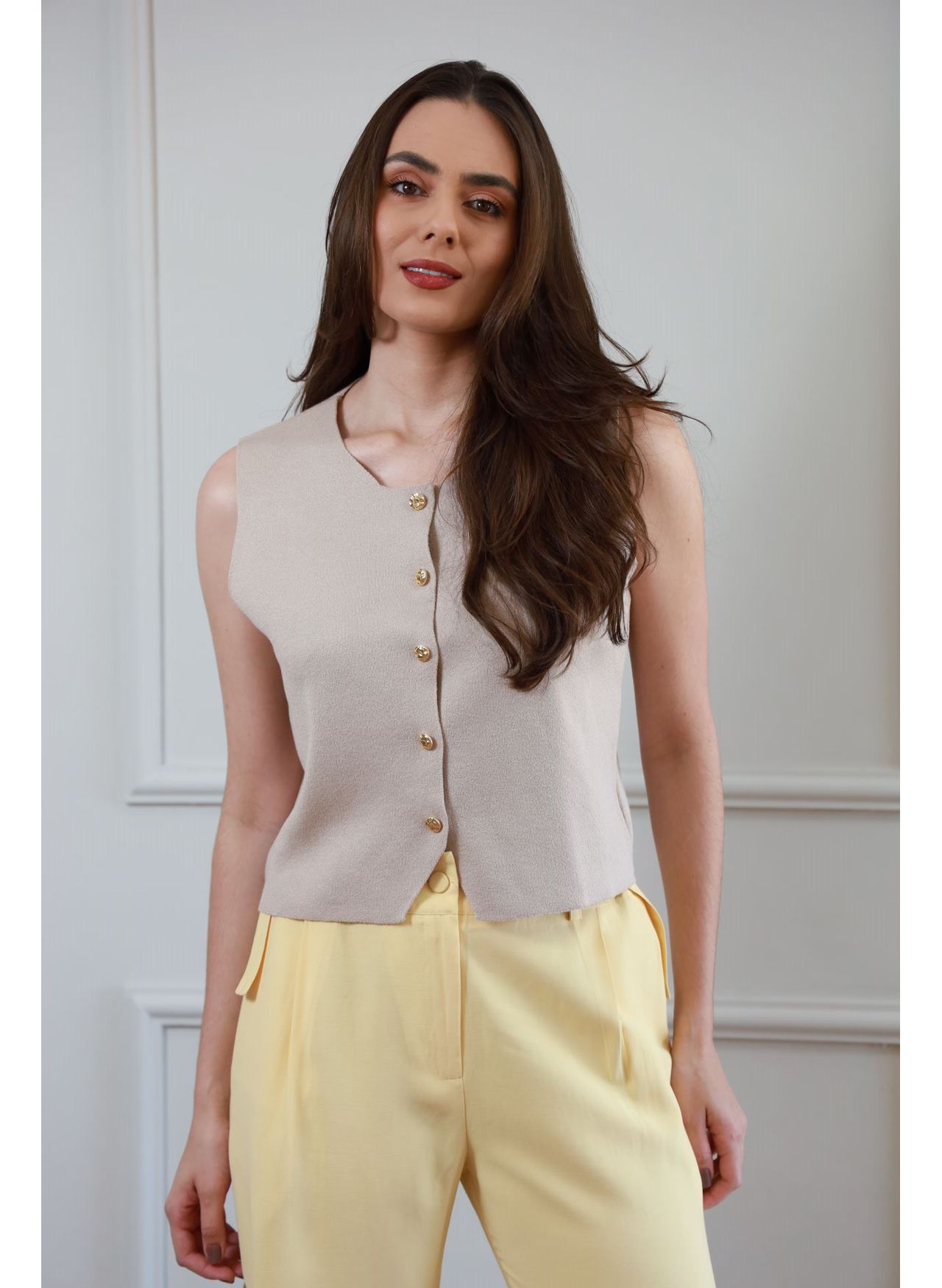 Colete Tricot Modal - Castor