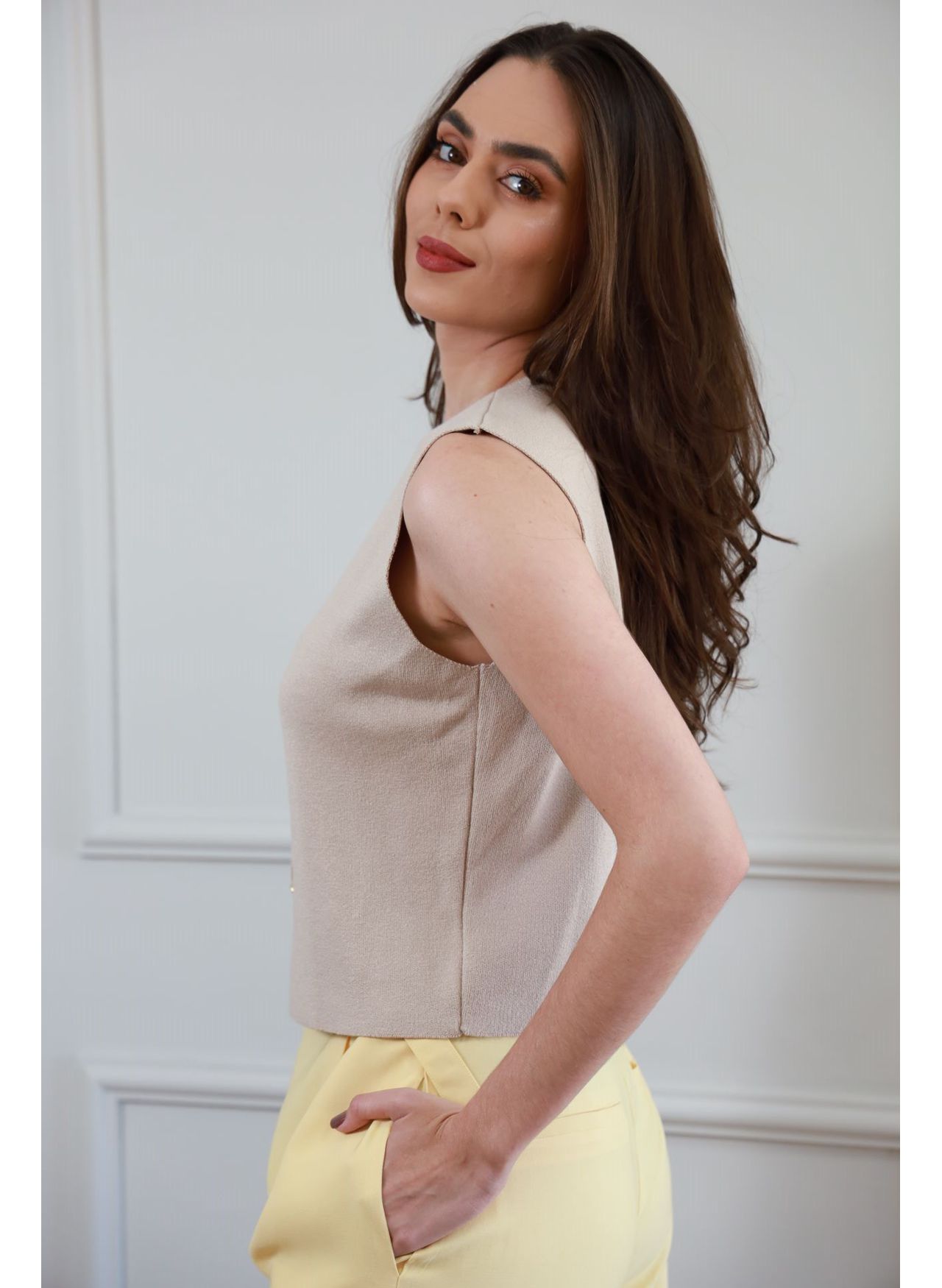 Colete Tricot Modal - Castor