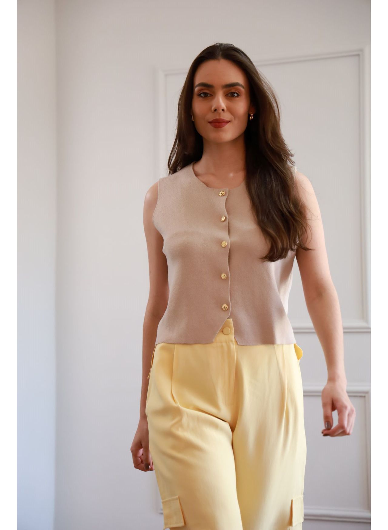 Colete Tricot Modal - Castor
