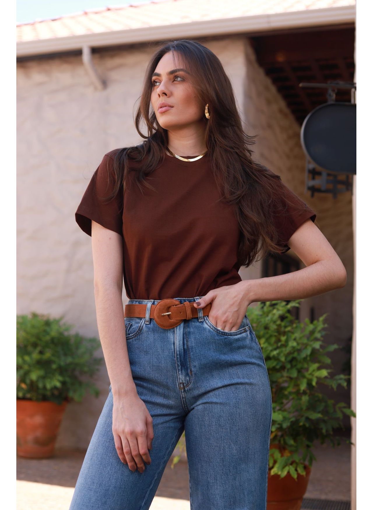 T Shirt Algodão - Marrom
