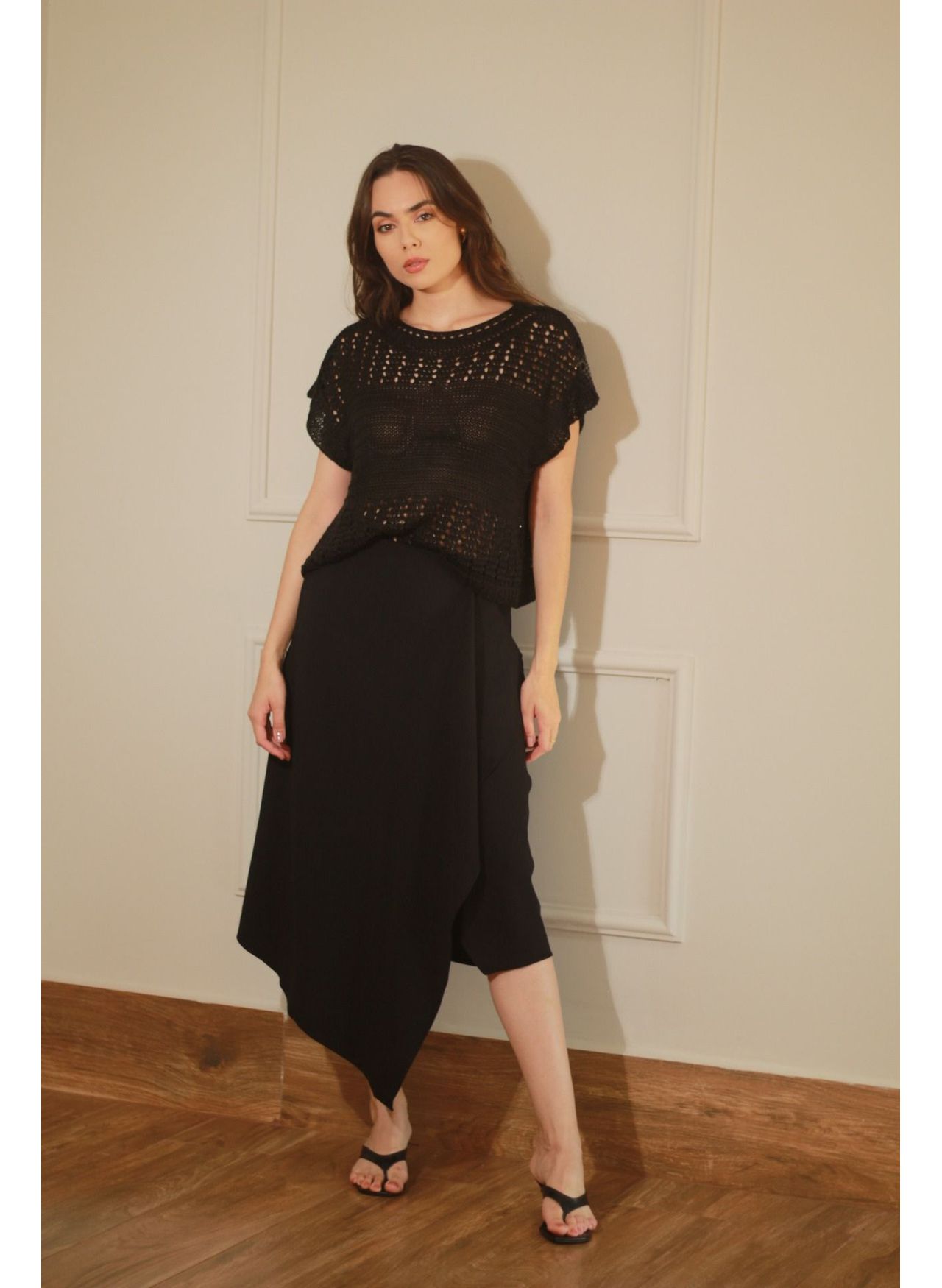 Blusa Tricot Pontos - Preto