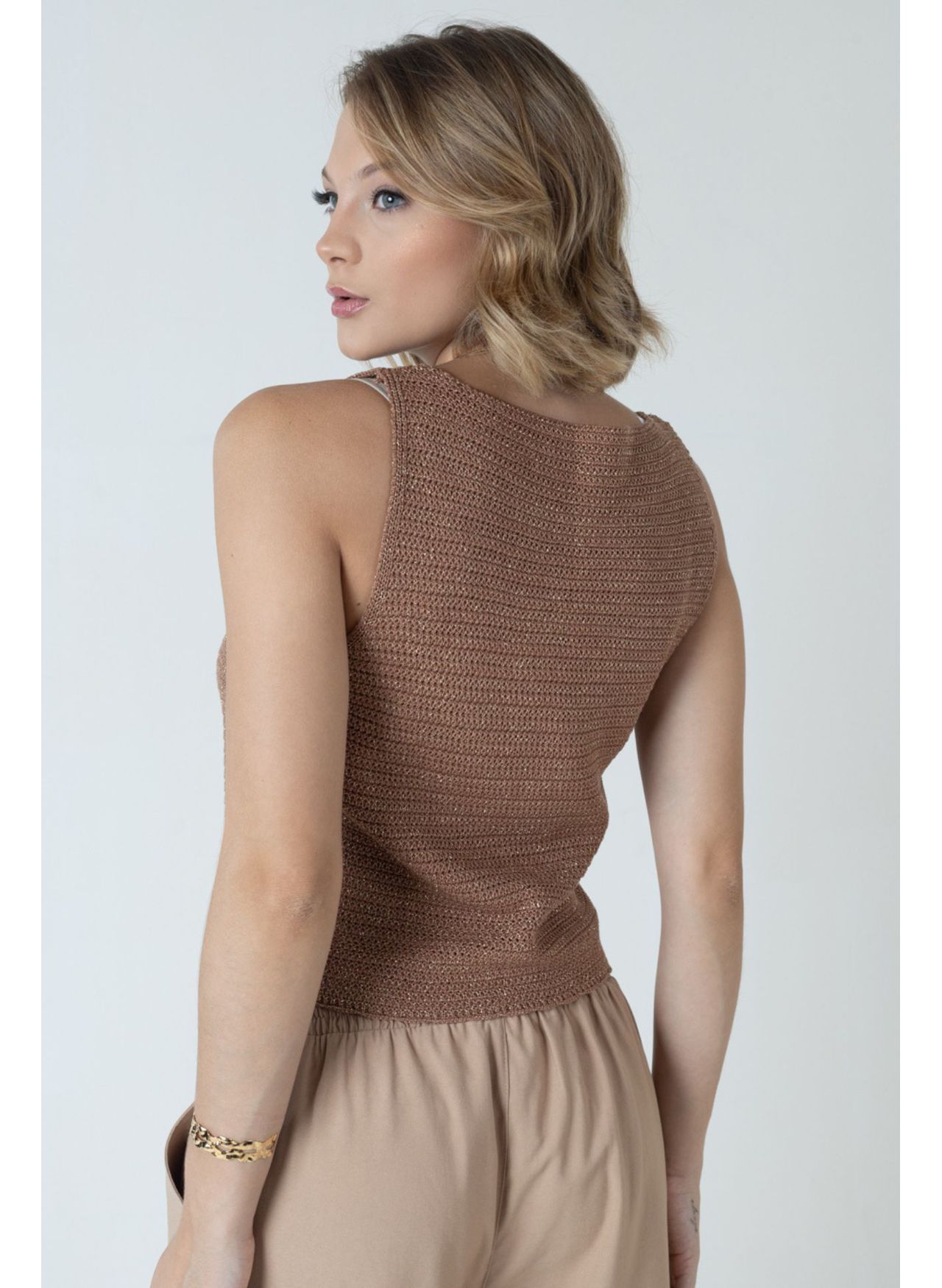 Regata Tricot Fios - Caramelo 