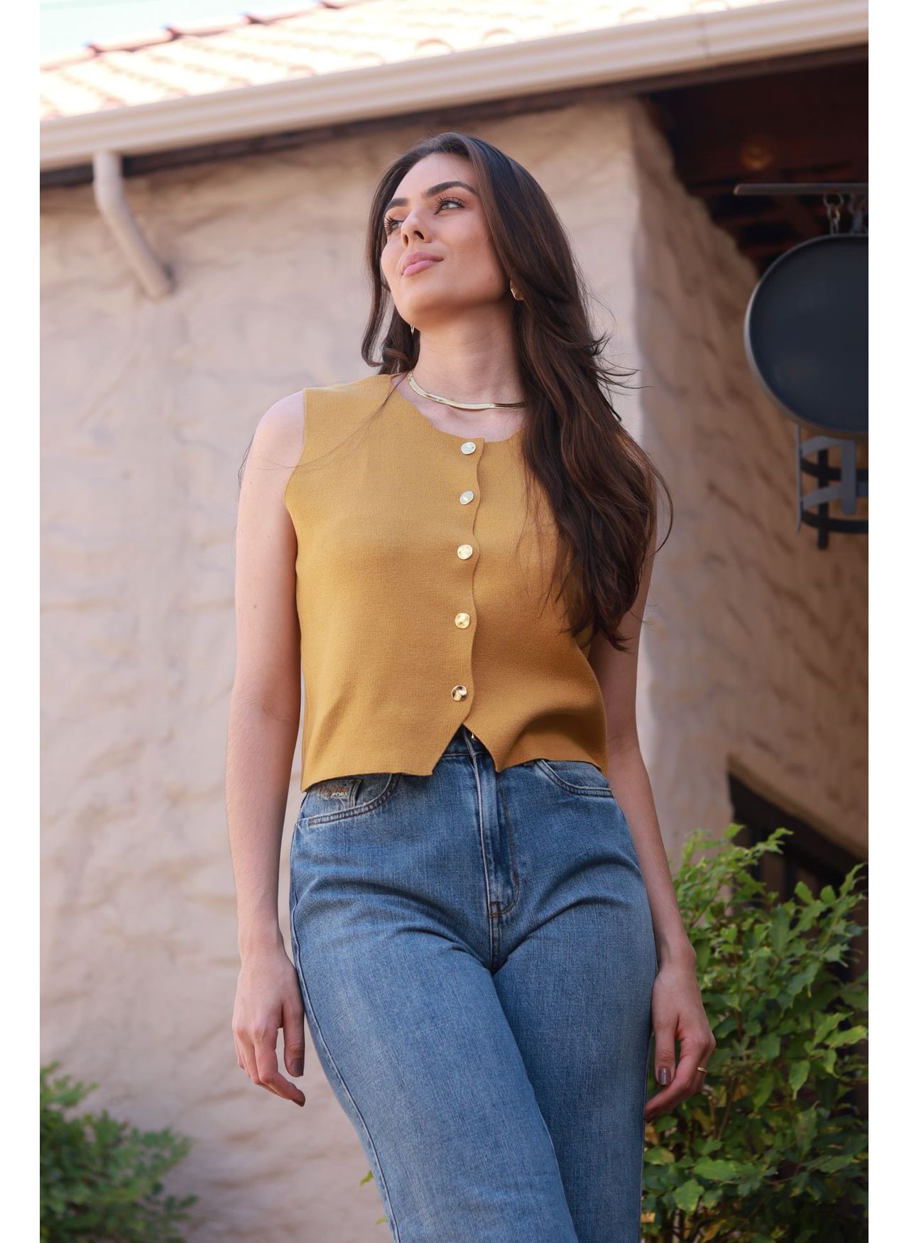 Colete Tricot Modal - Açafrão