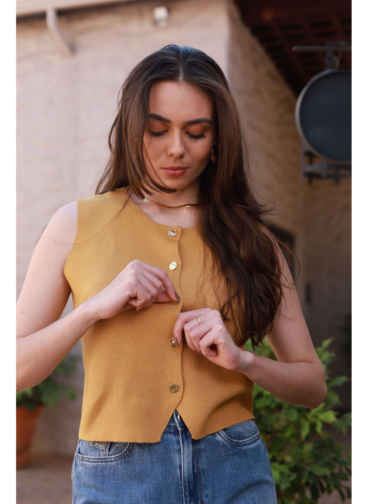 Colete Tricot Modal - Açafrão