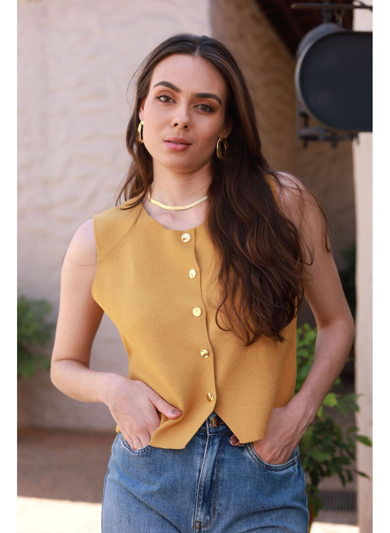 Colete Tricot Modal - Açafrão