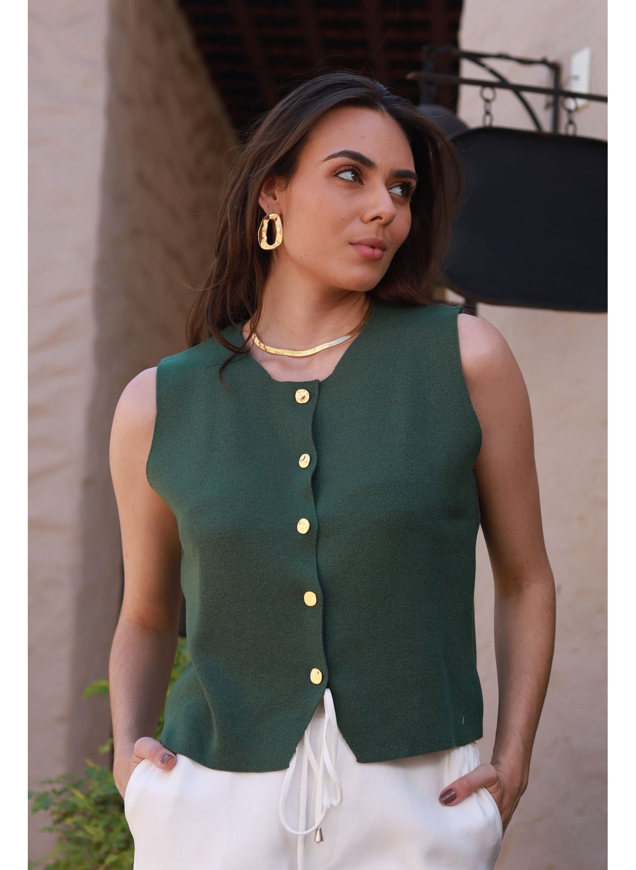 Colete Tricot Modal - Verde