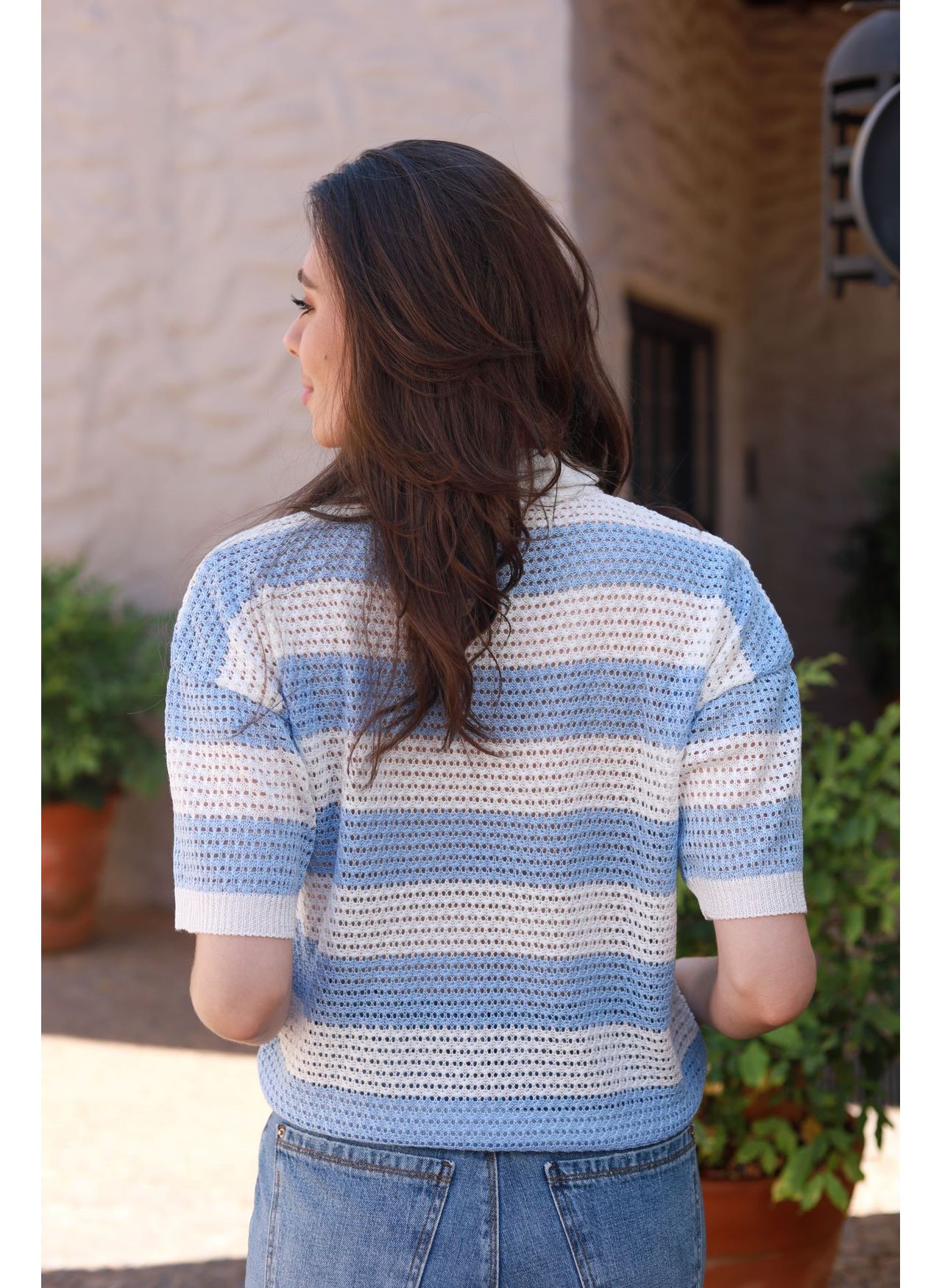 Blusa Tricot Listras - Azul