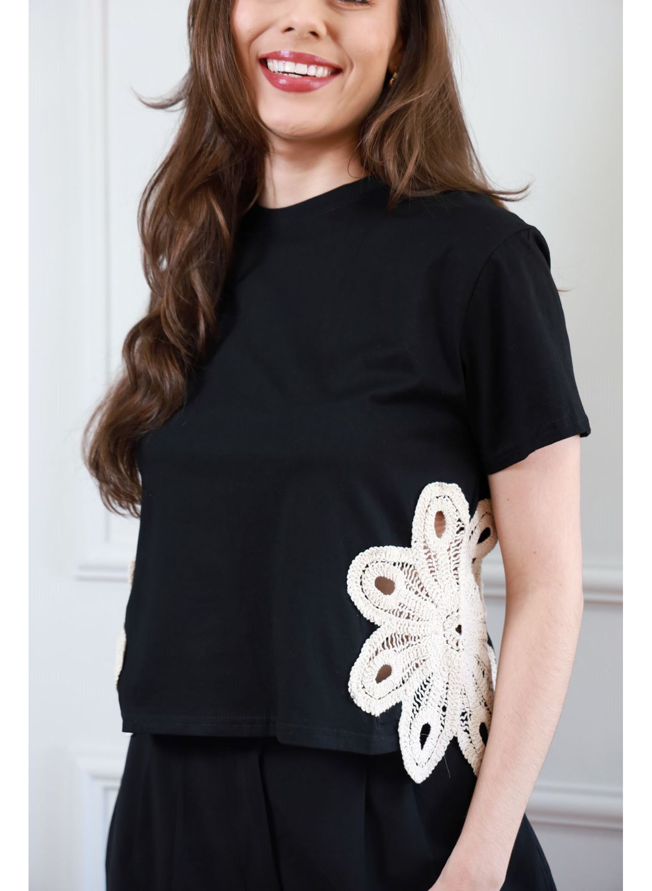 T Shirt renda - Preto