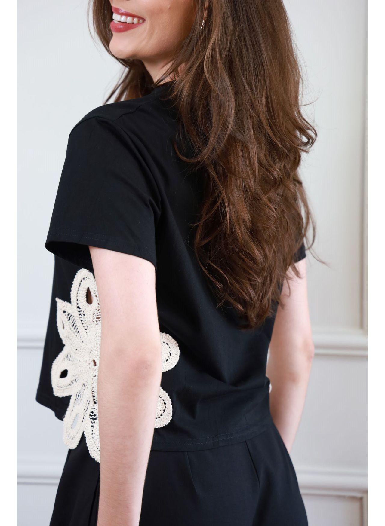 T Shirt renda - Preto