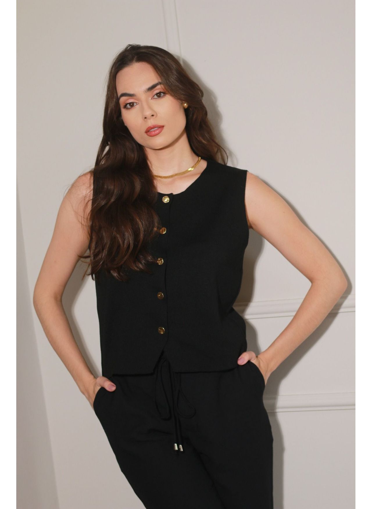 Colete Tricot Modal - Preto