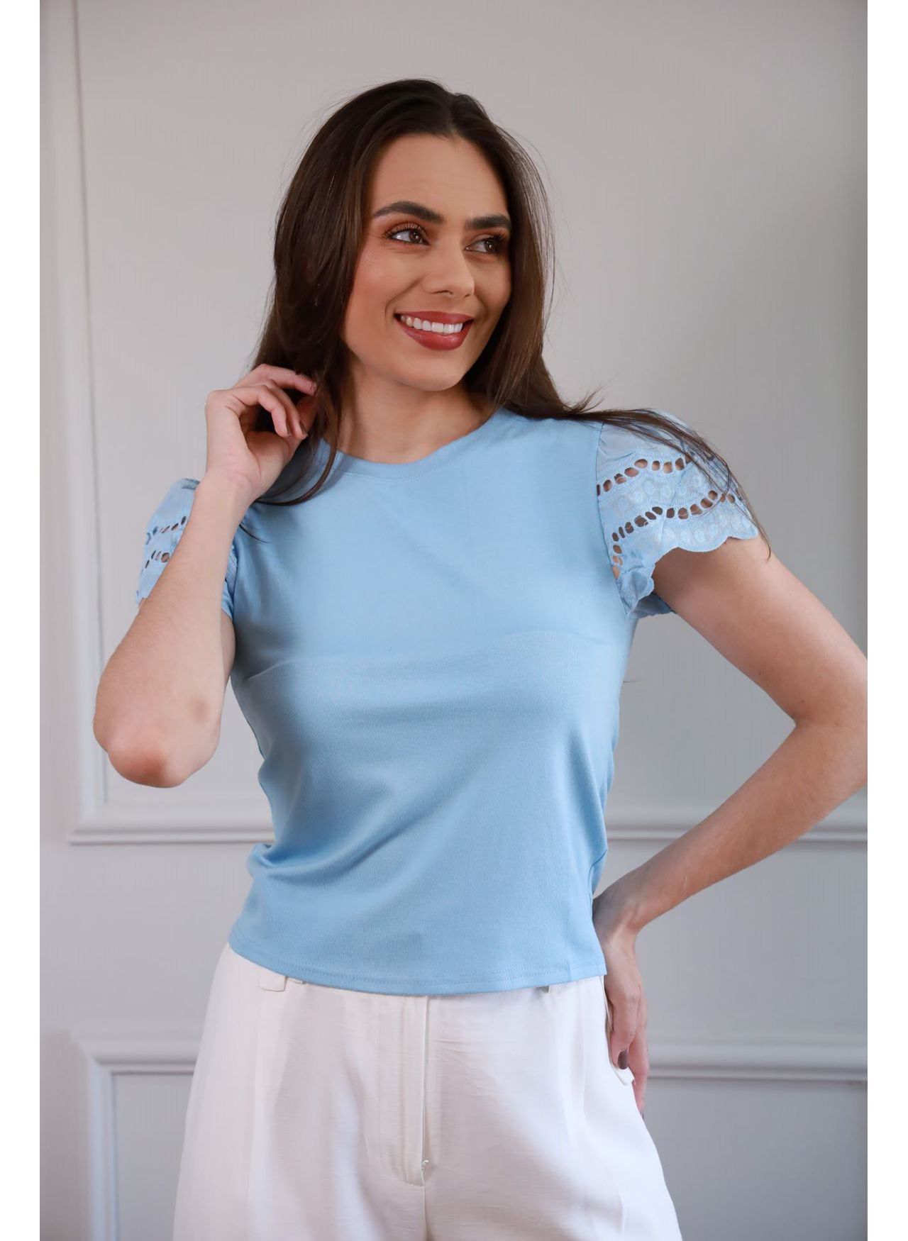 Blusa Manga Laise - Azul