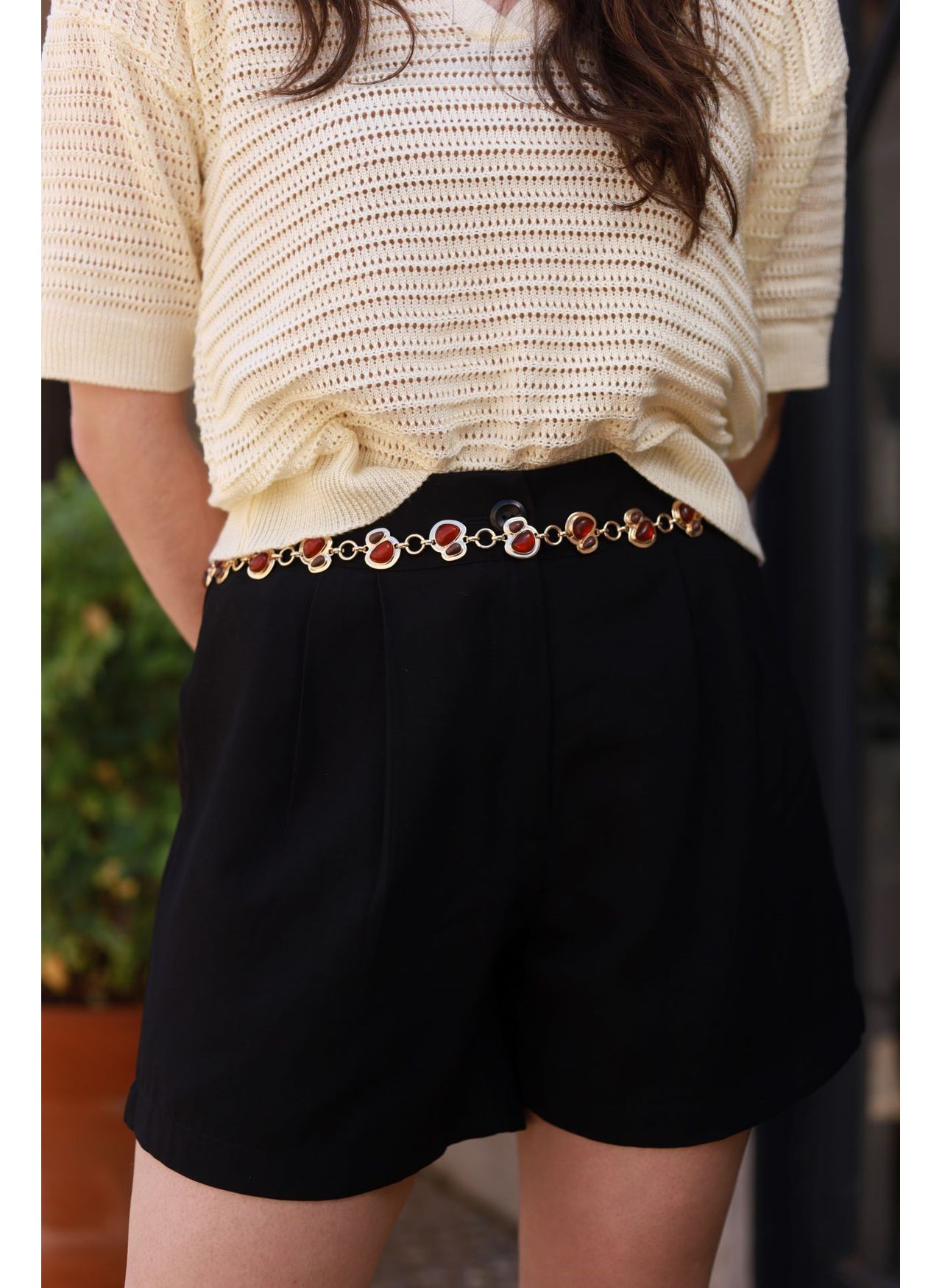 Blusa Tricot Rendada - Manteiga
