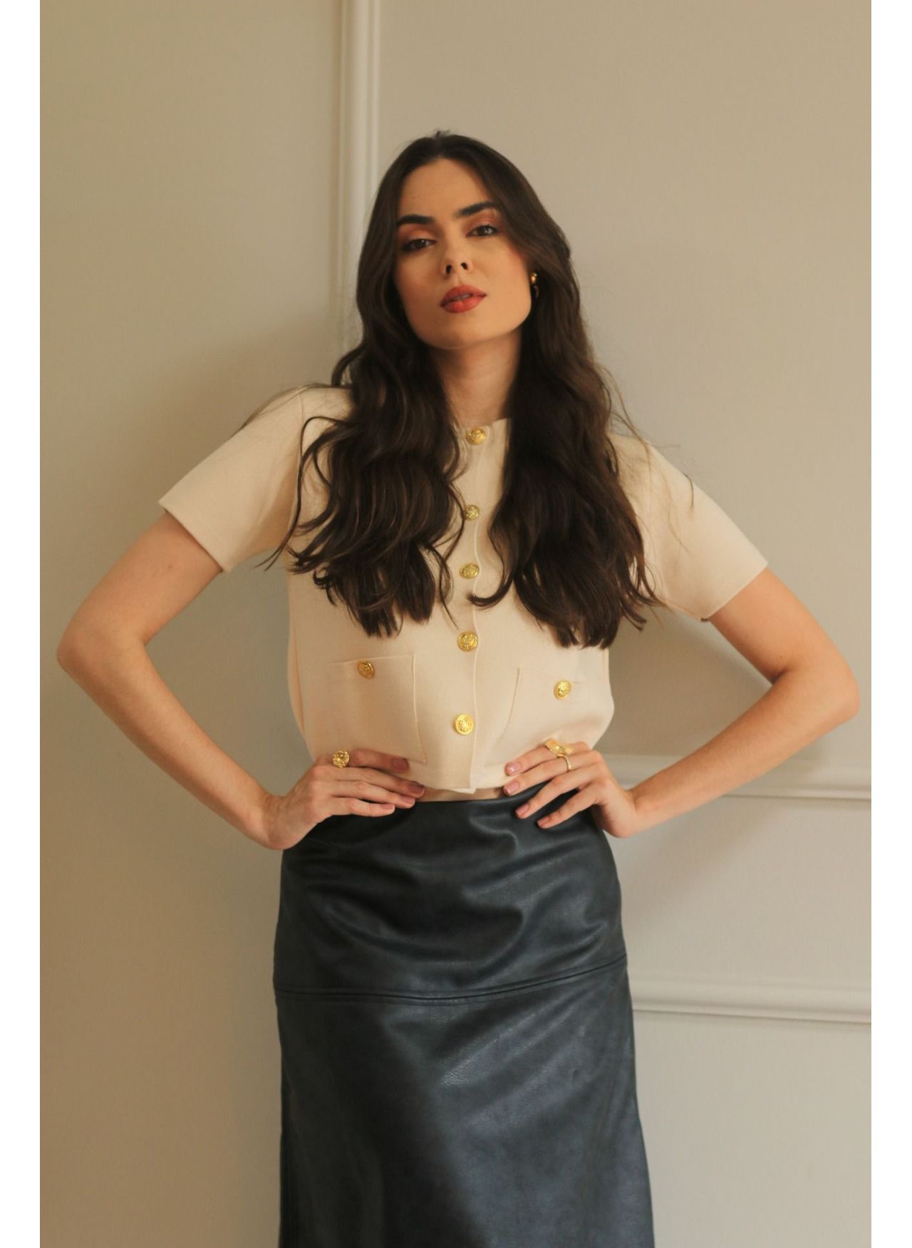 Casaqueto Tricot Botões - Off White