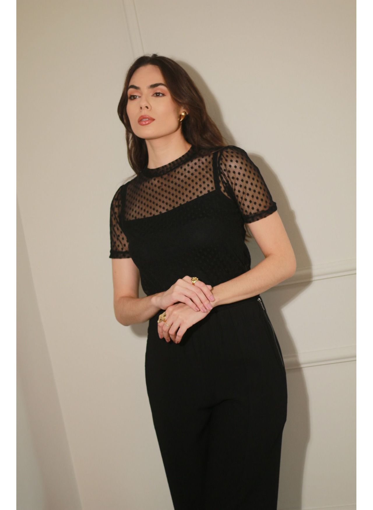 Blusa Tule Poá
