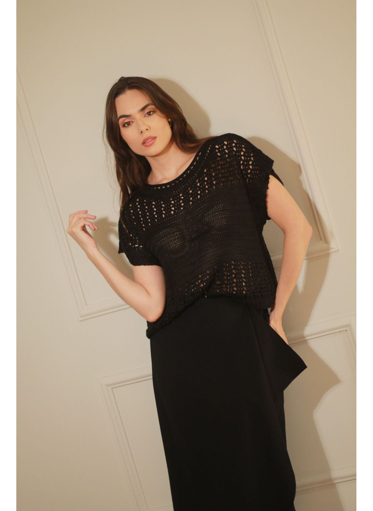 Blusa Tricot Pontos - Preto