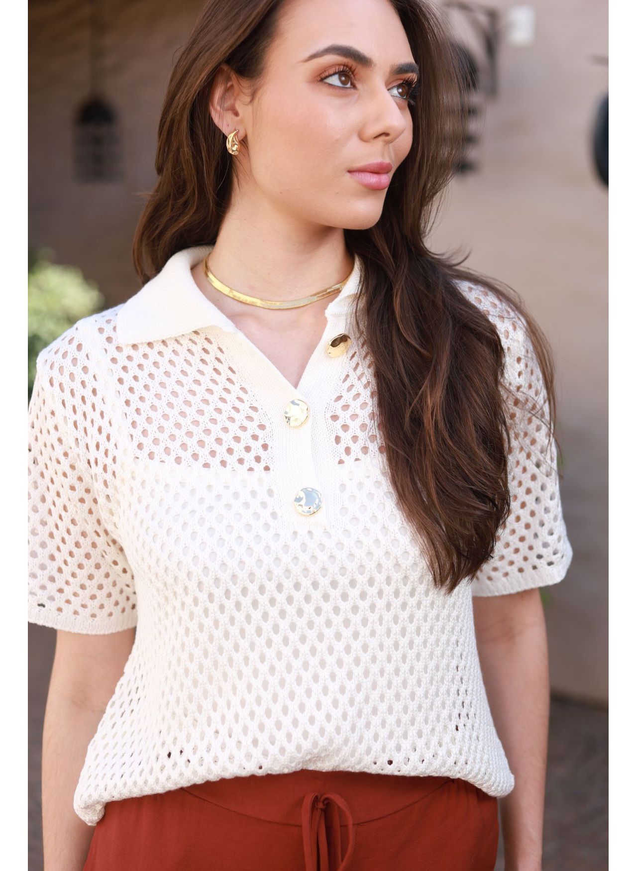 Blusa Tricot Tela - Off White