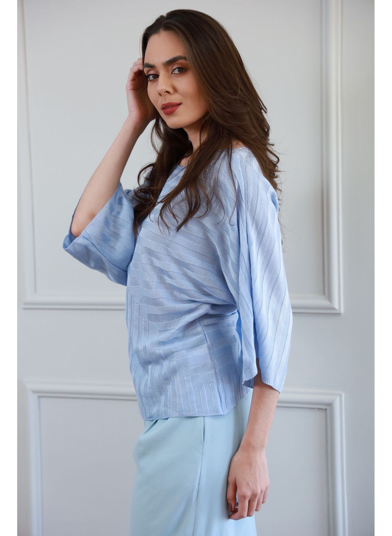 Blusa Tricot Ampla - Azul