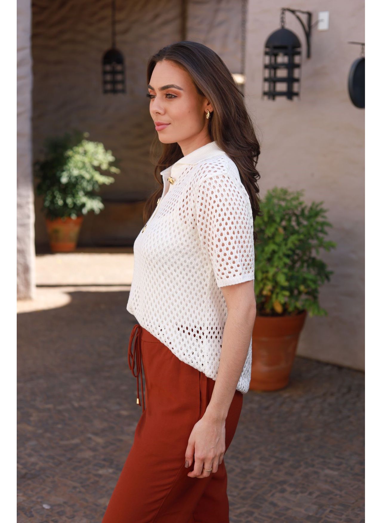 Blusa Tricot Tela - Off White