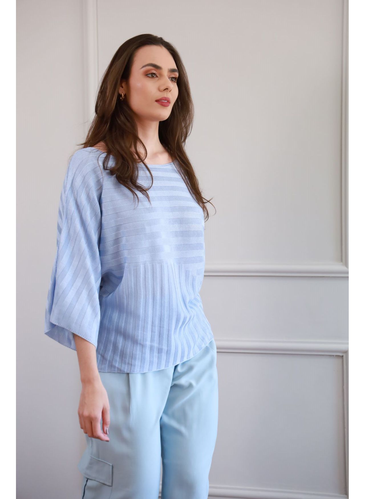 Blusa Tricot Ampla - Azul
