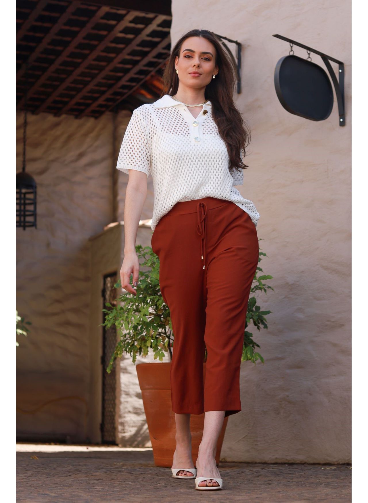 Blusa Tricot Tela - Off White