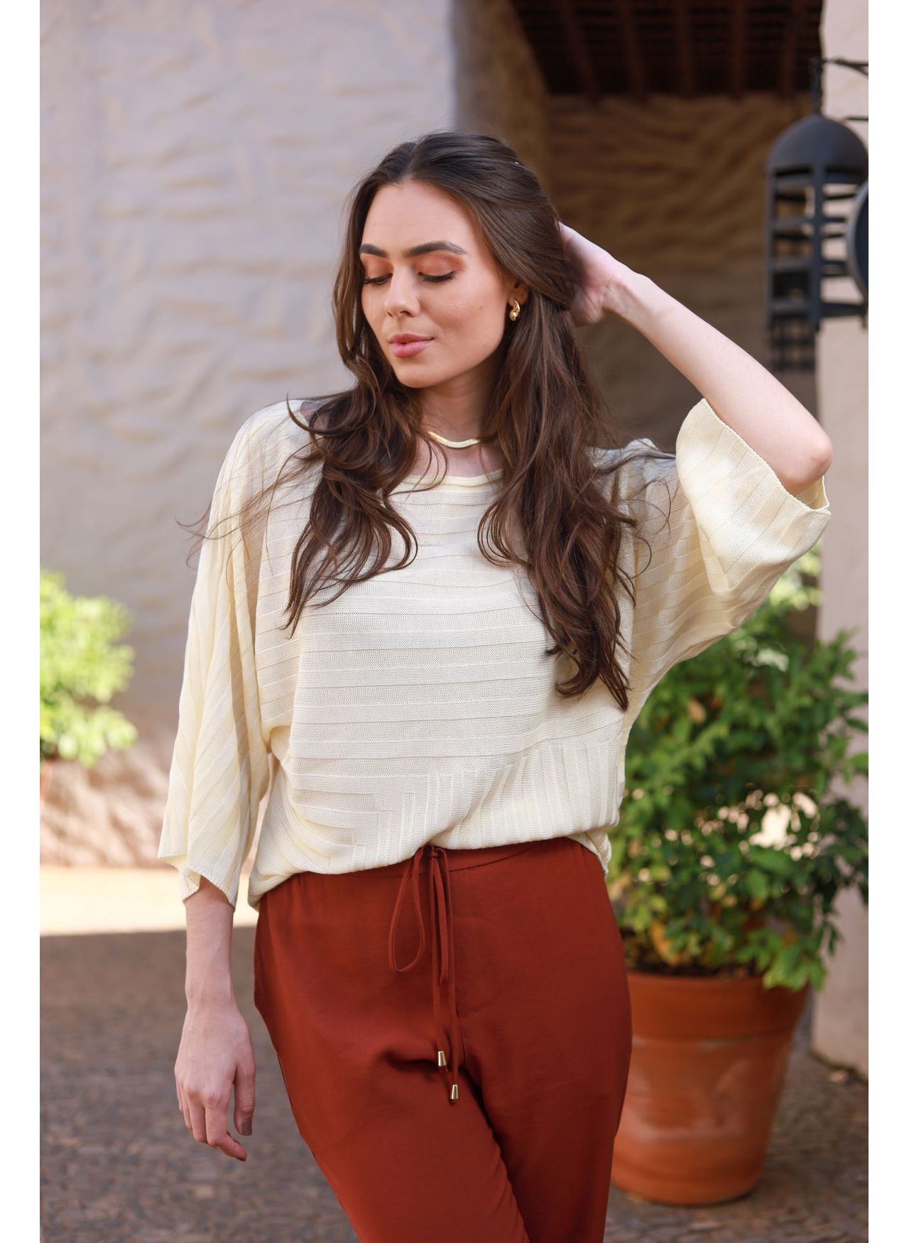Blusa Tricot Ampla - Manteiga