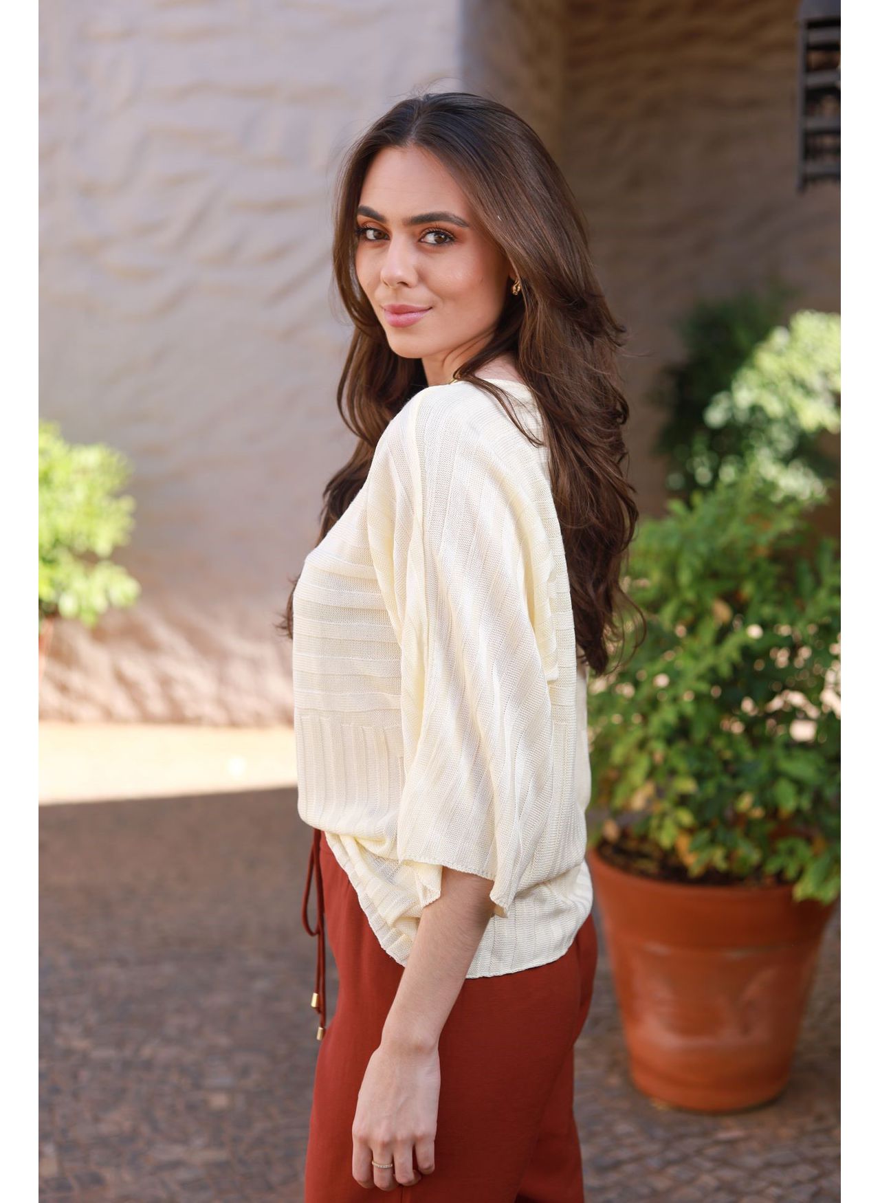 Blusa Tricot Ampla - Manteiga