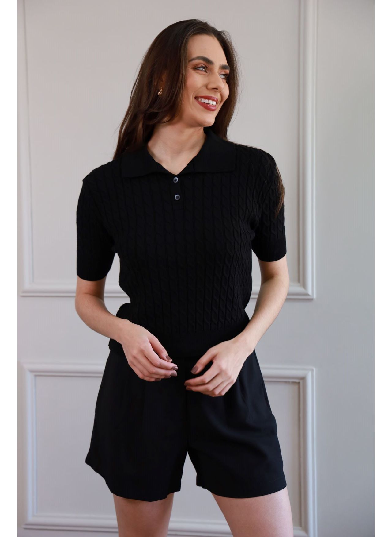 Blusa Tricot Polo - Preto