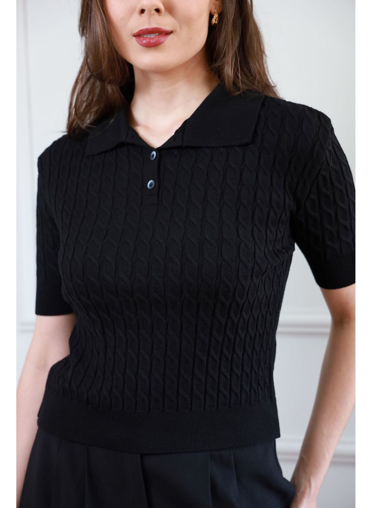 Blusa Tricot Polo - Preto