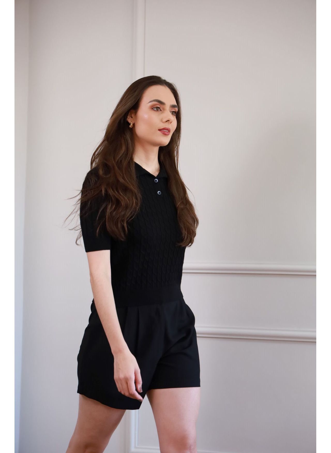 Blusa Tricot Polo - Preto
