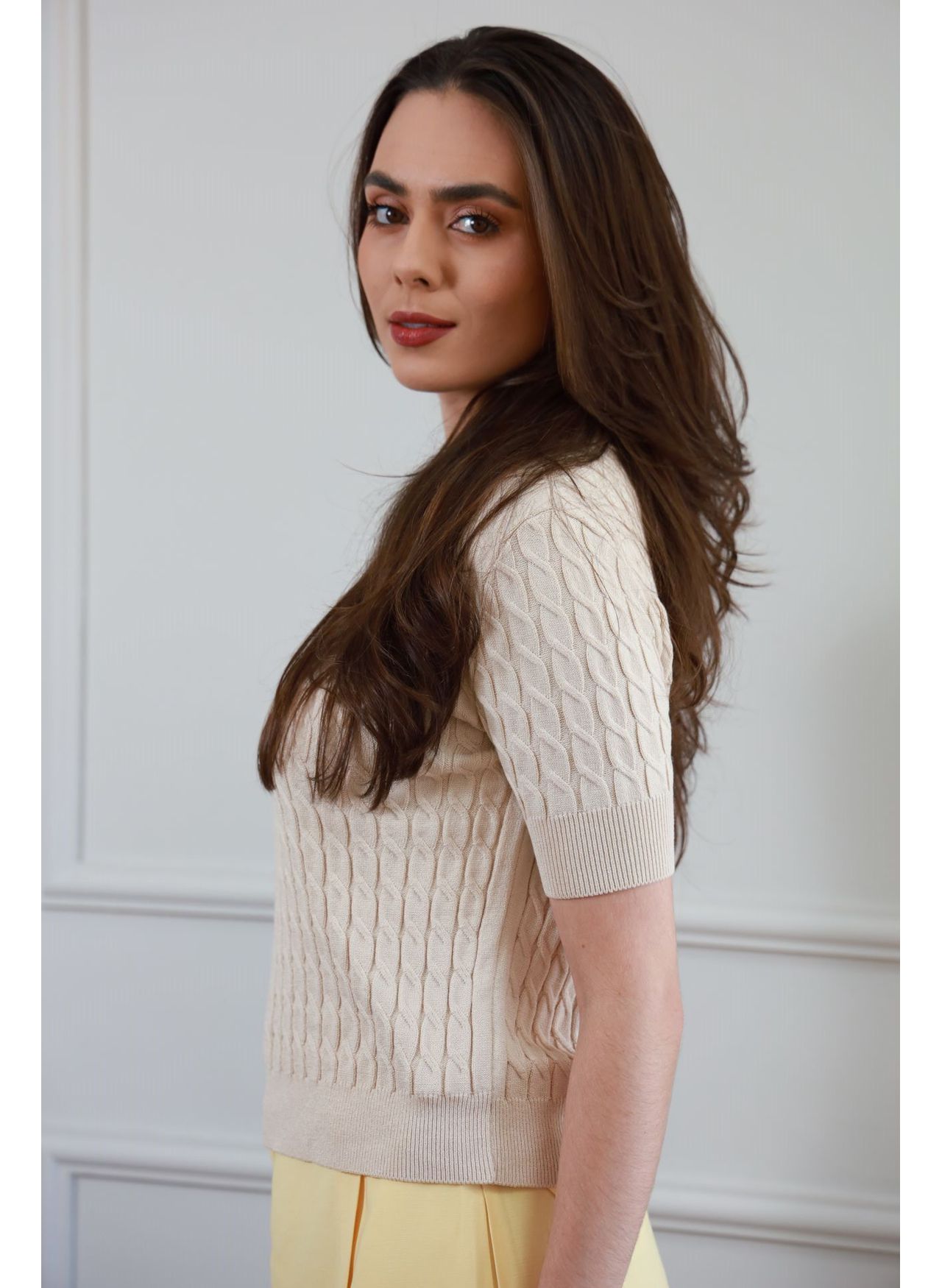 Blusa Tricot Polo - Bege