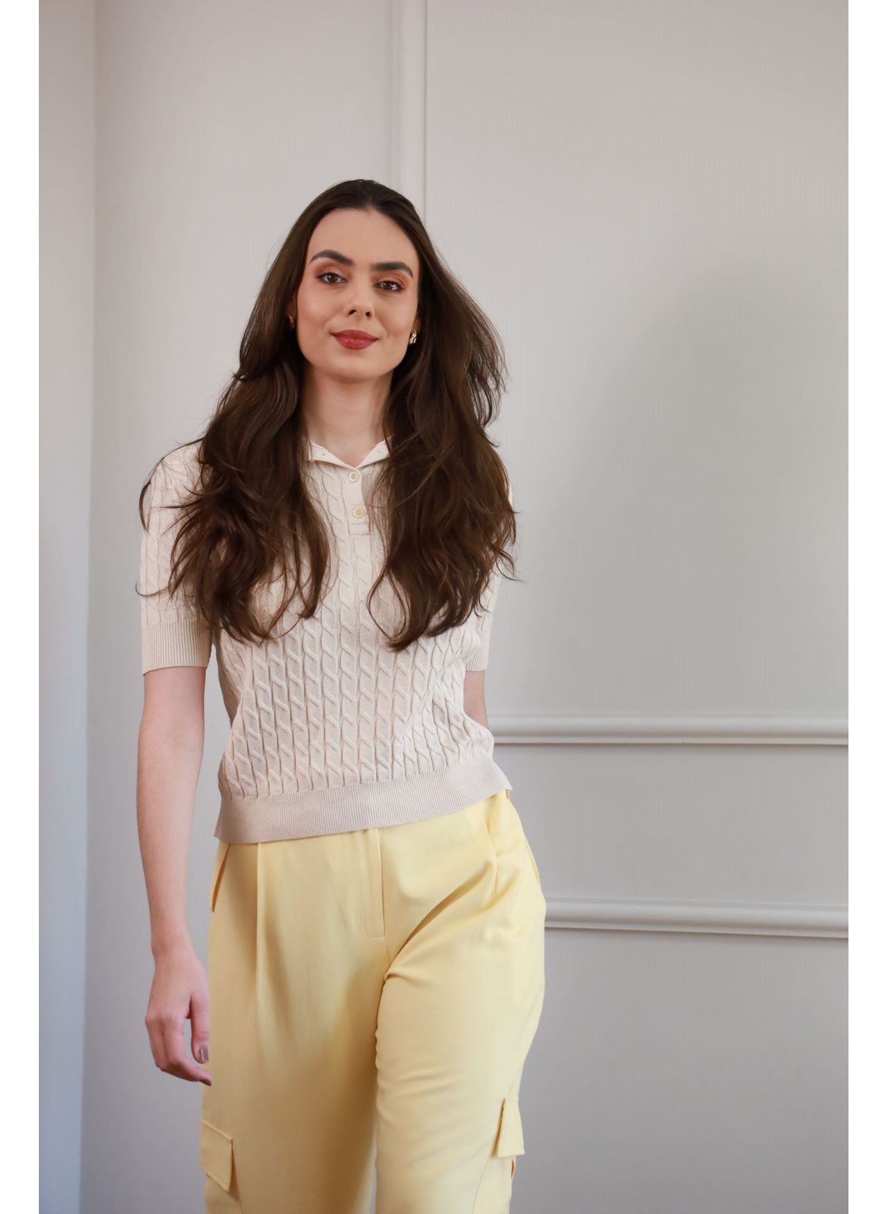 Blusa Tricot Polo - Bege