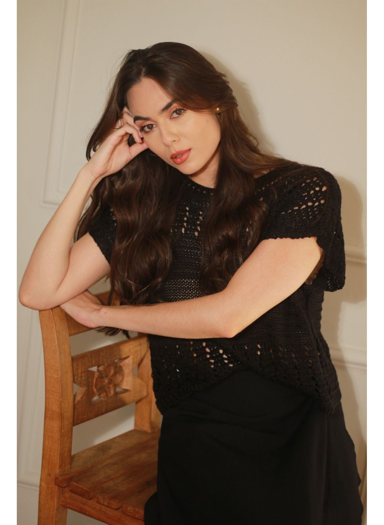 Blusa Tricot Pontos - Preto