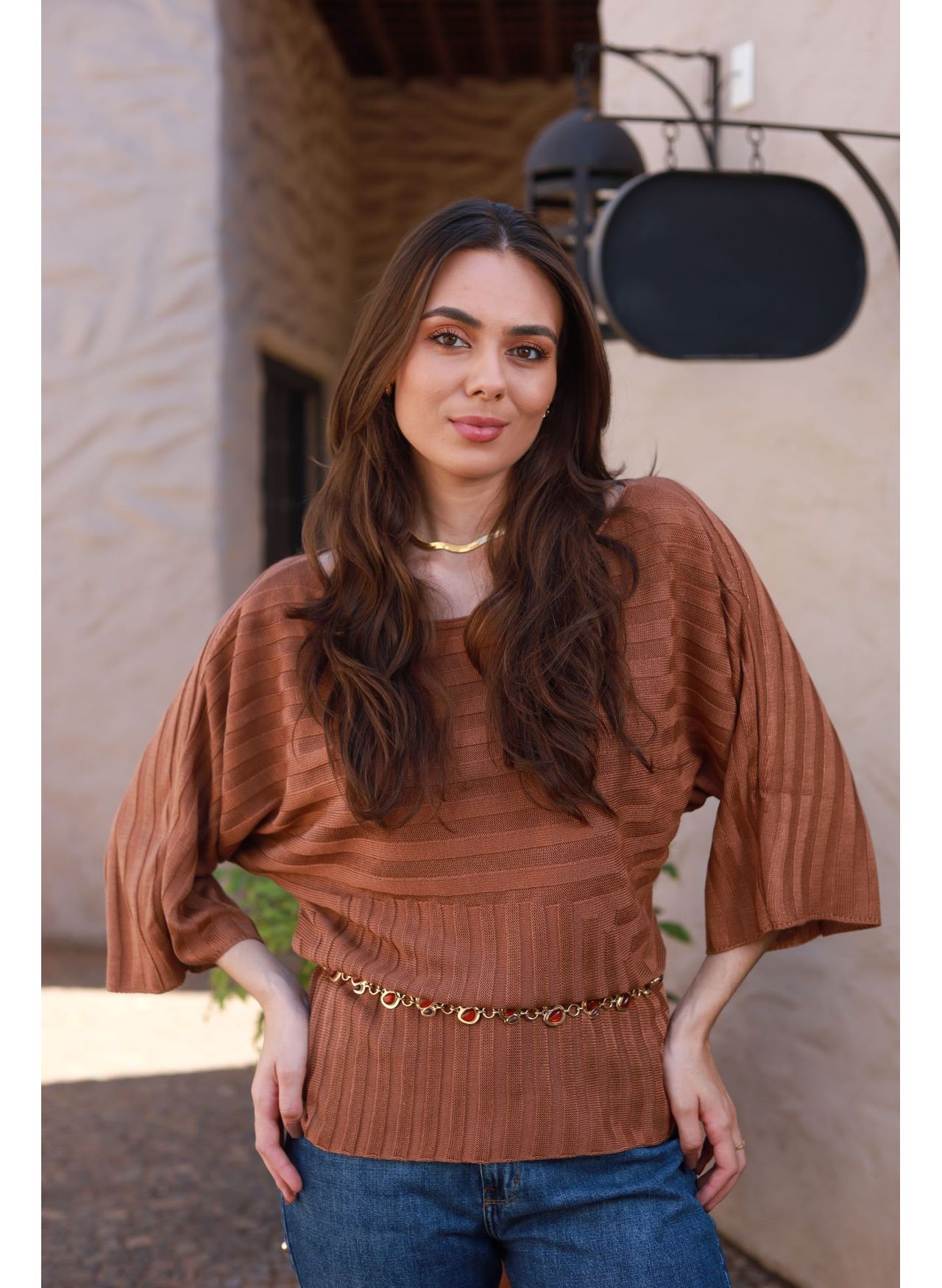 Blusa Tricot Ampla - Marrom
